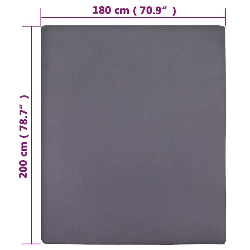 vidaXL Spannbettlaken 2 Stk. Jersey Anthrazit 180x200 cm Baumwolle