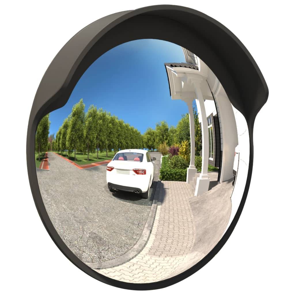 vidaXL Verkehrsspiegel Konvex Outdoor Schwarz Ø60 cm Polycarbonat