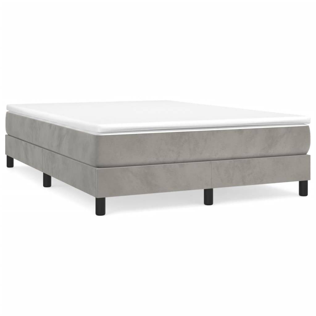 vidaXL Boxspringbett mit Matratze Hellgrau 140x200 cm Samt
