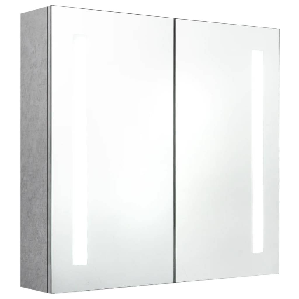 vidaXL LED-Bad-Spiegelschrank Betongrau 62x14x60 cm