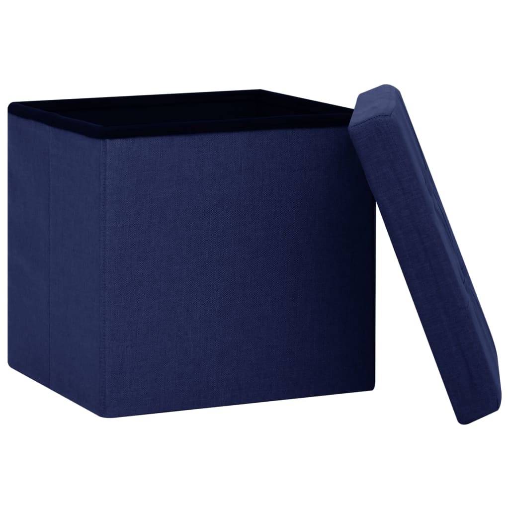 vidaXL Hocker mit Stauraum Blau Leinenoptik