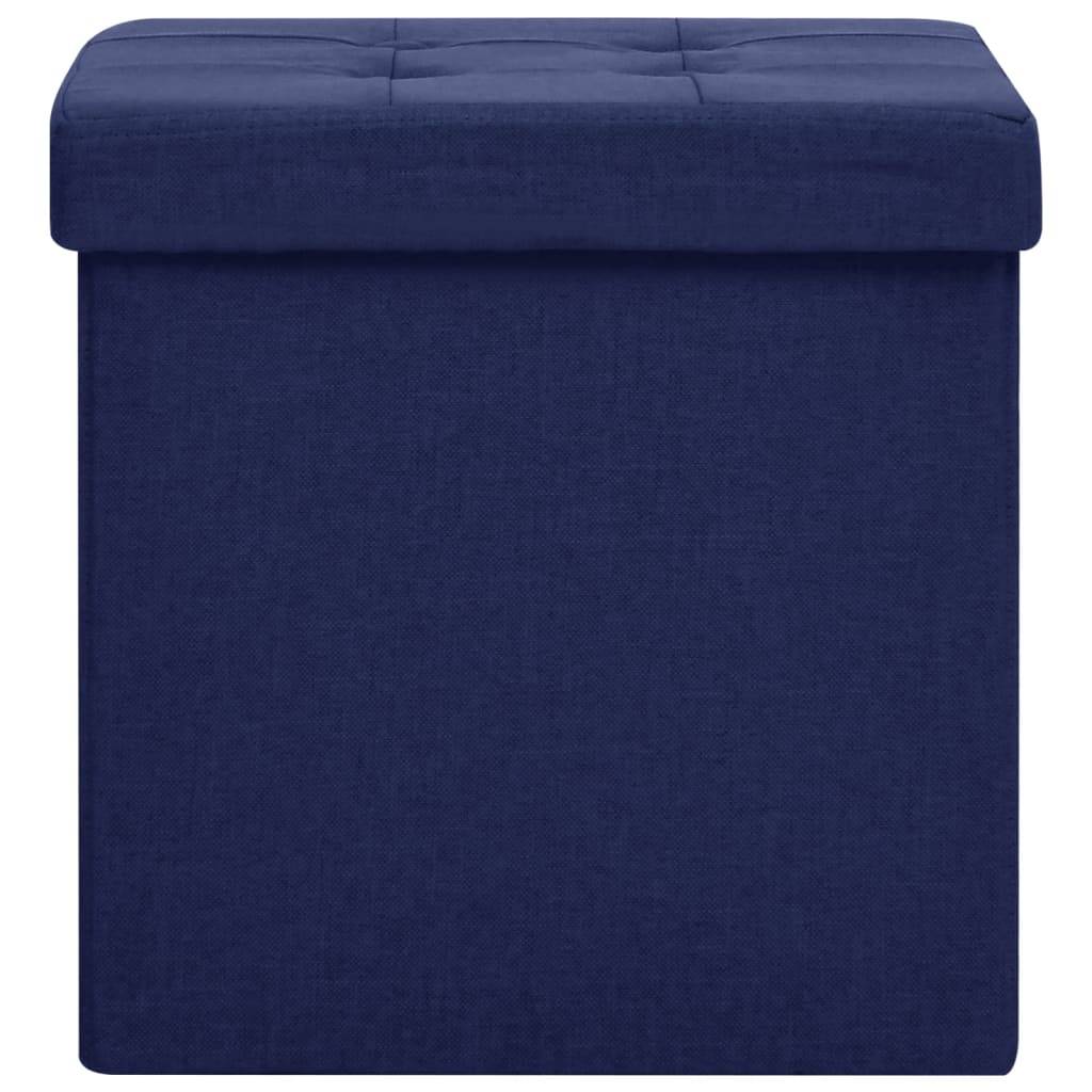vidaXL Hocker mit Stauraum Blau Leinenoptik