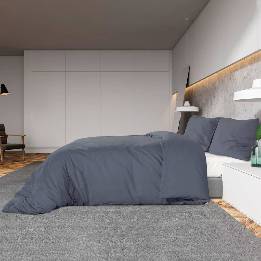 vidaXL Bettwäsche-Set Anthrazit 135x200 cm Baumwolle