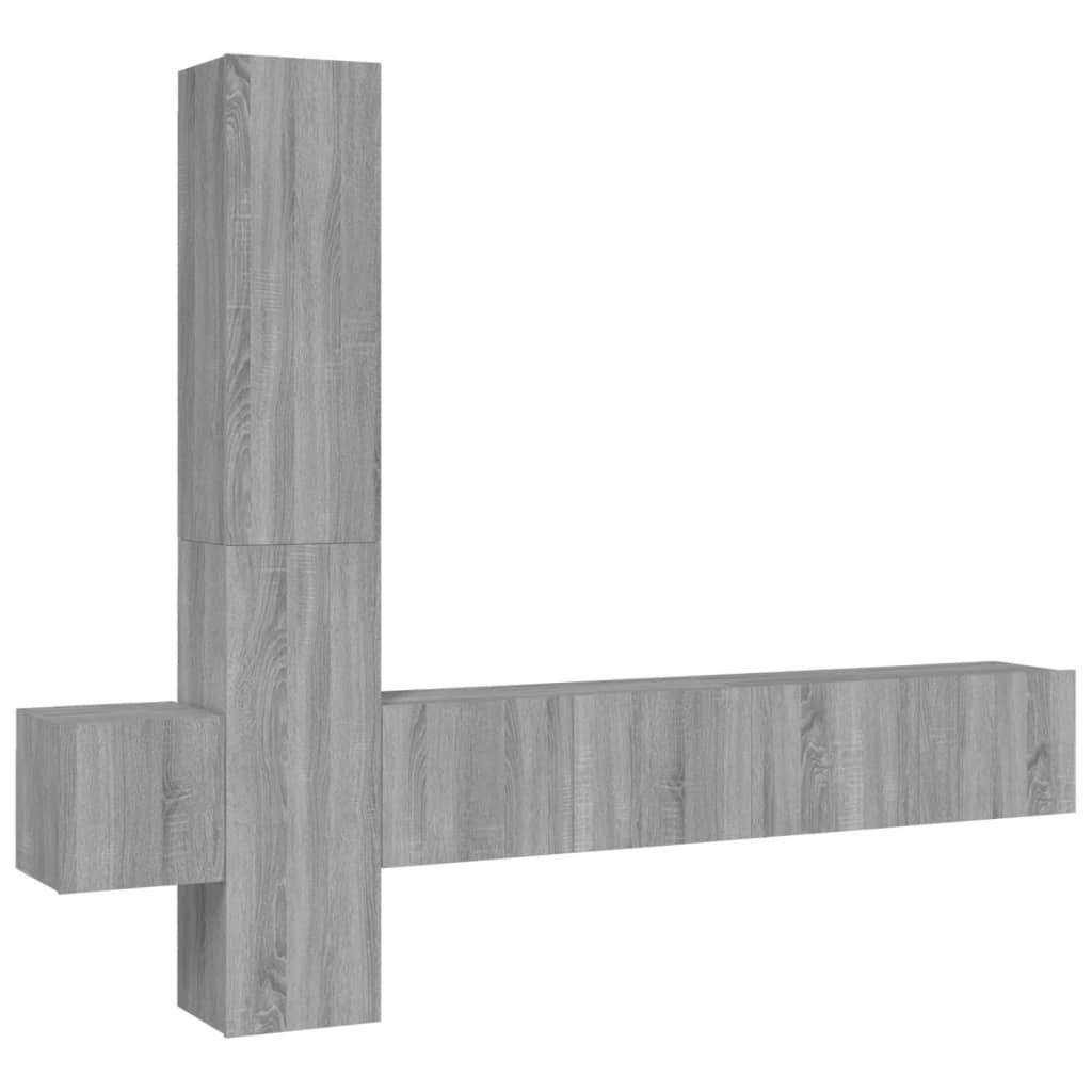vidaXL 5-tlg. TV-Schrank-Set Grau Sonoma Holzwerkstoff