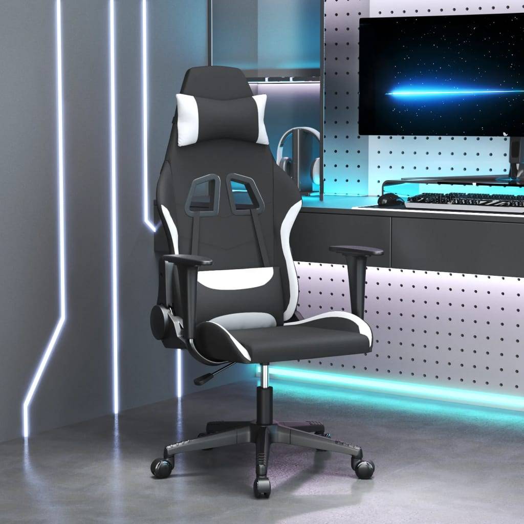 vidaXL Gaming-Stuhl Schwarz und Weiß Stoff