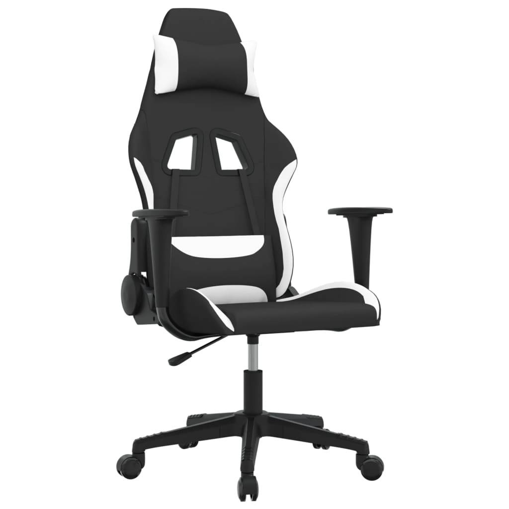 vidaXL Gaming-Stuhl Schwarz und Weiß Stoff