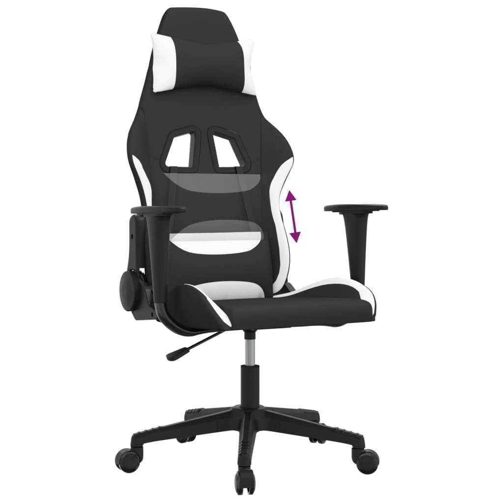vidaXL Gaming-Stuhl Schwarz und Weiß Stoff