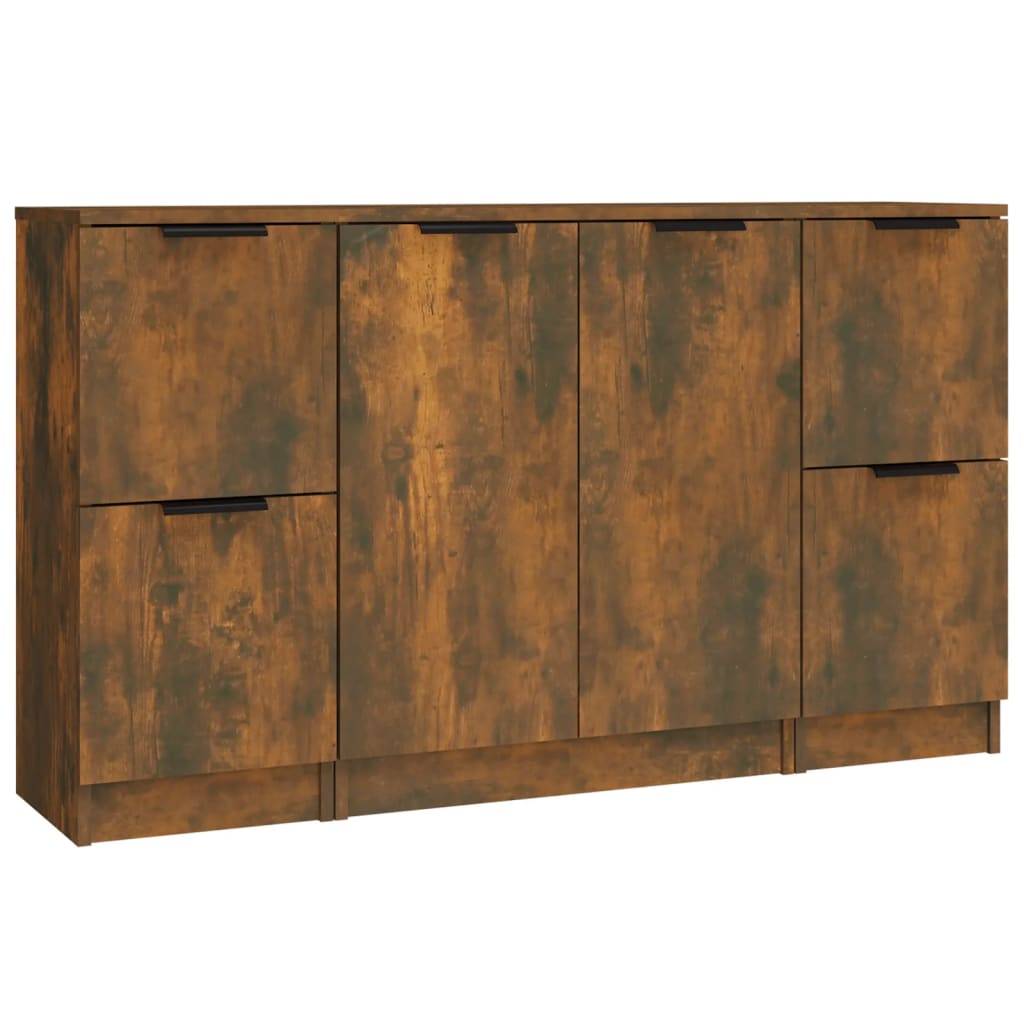 vidaXL Sideboards 3 Stk. Räuchereiche Holzwerkstoff