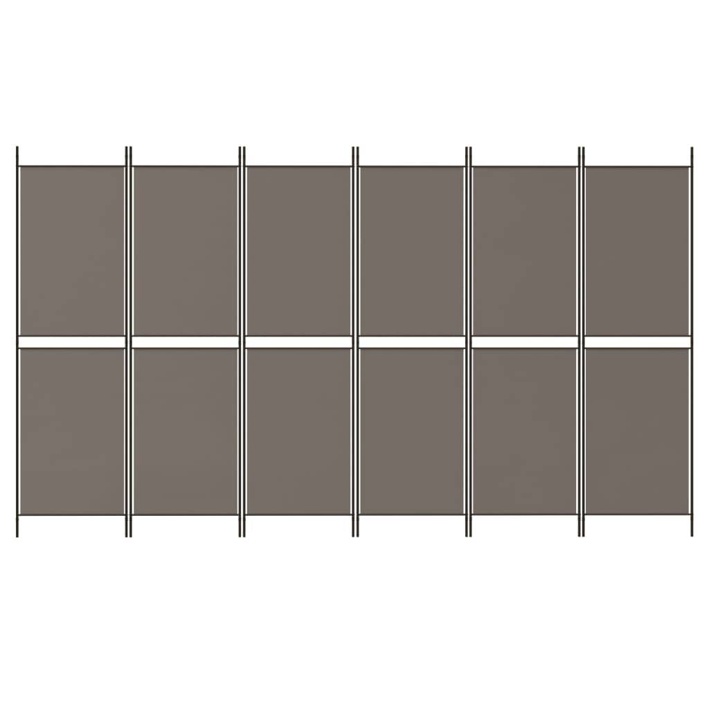 vidaXL 6-tlg. Paravent Anthrazit 300x180 cm Stoff
