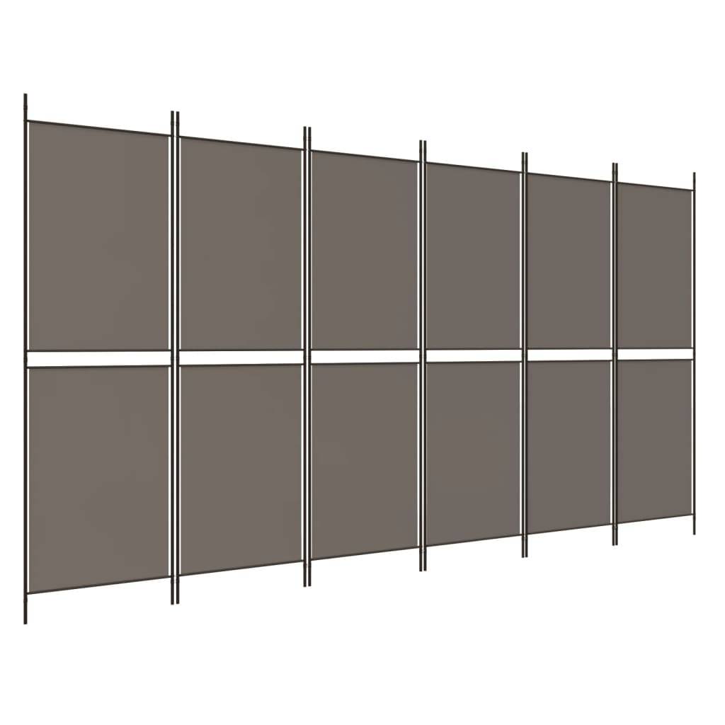 vidaXL 6-tlg. Paravent Anthrazit 300x180 cm Stoff