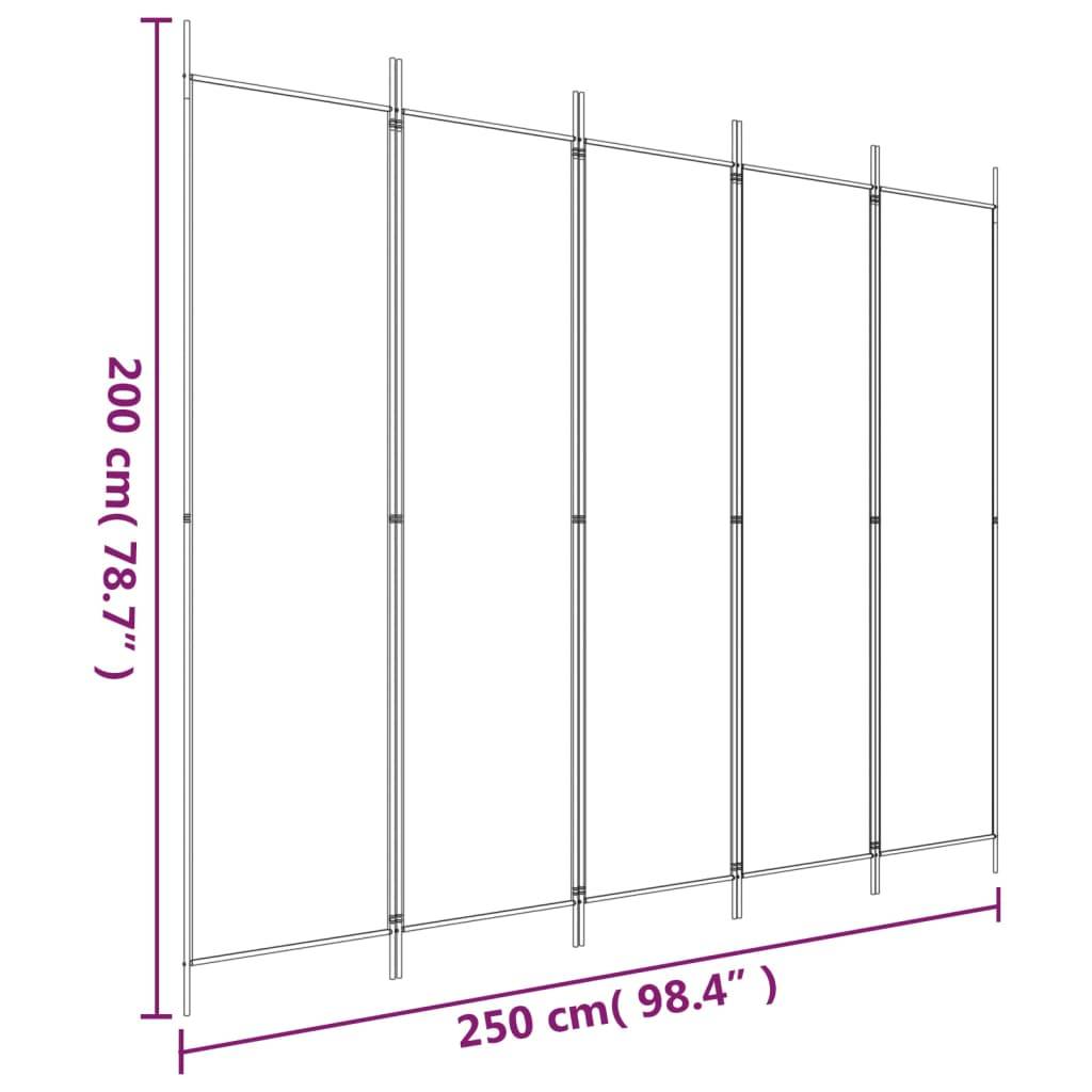 vidaXL 5-tlg. Paravent Schwarz 250x200 cm Stoff