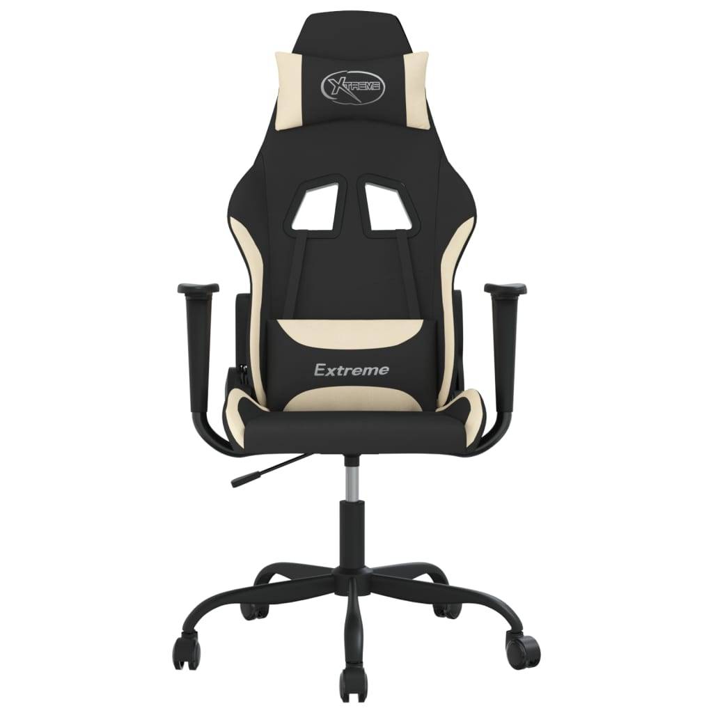 vidaXL Gaming-Stuhl mit Massagefunktion Schwarz und Creme Stoff
