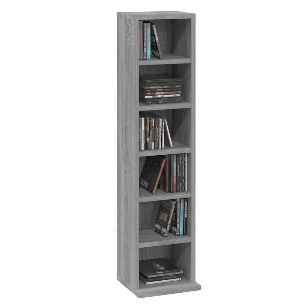 vidaXL CD-Regal Grau Sonoma 21x20x88 cm Holzwerkstoff