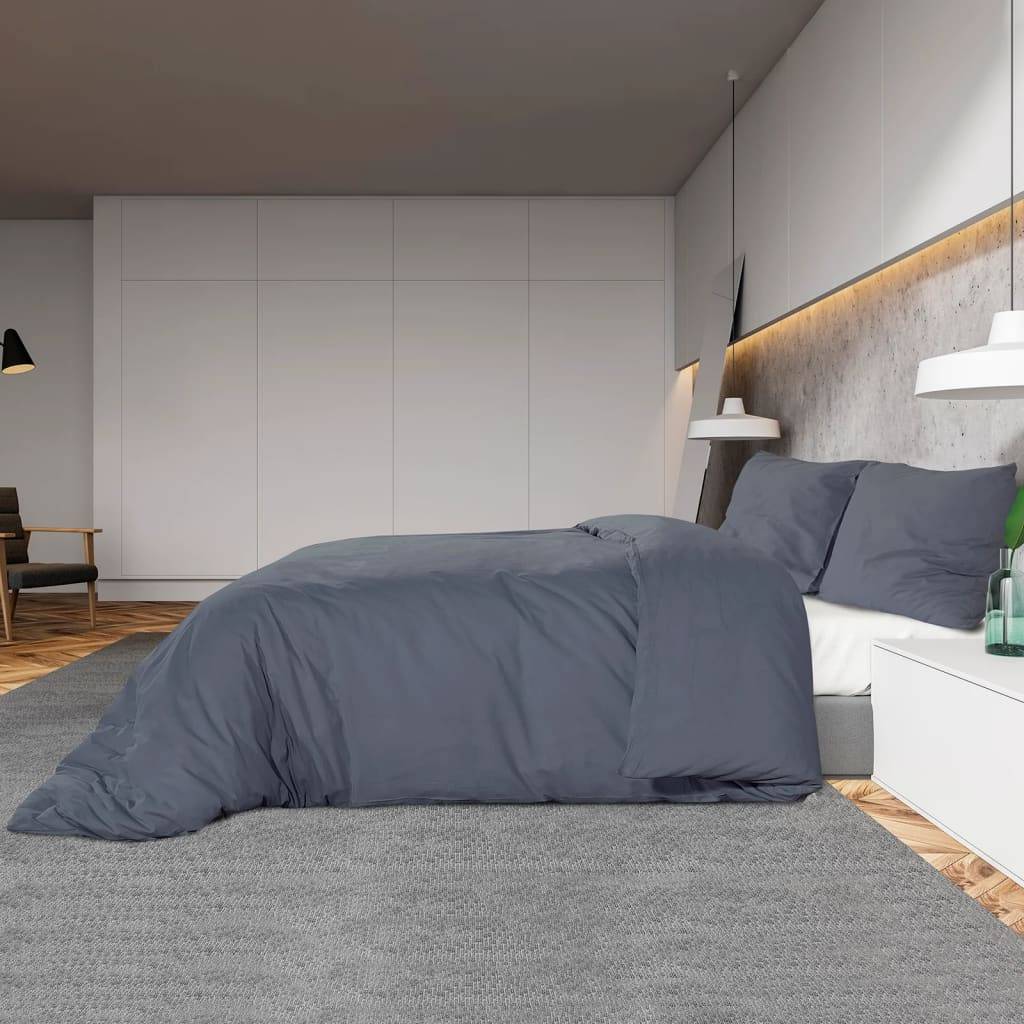 vidaXL Bettwäsche-Set Anthrazit 155x220 cm Baumwolle