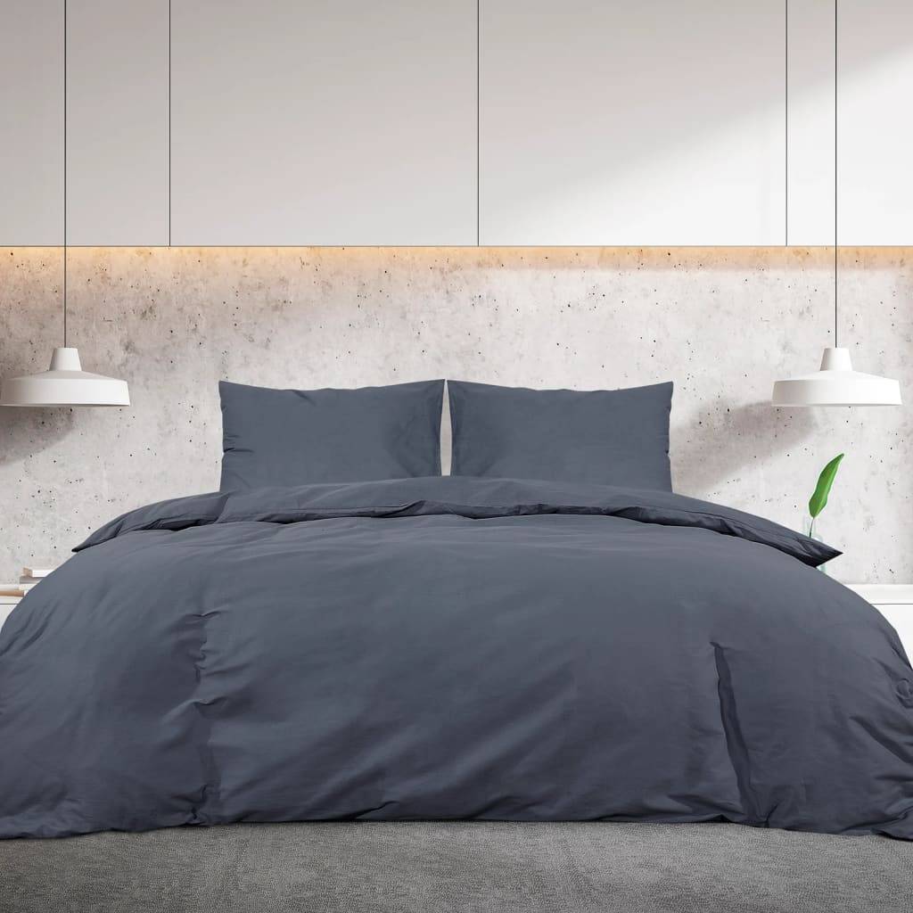 vidaXL Bettwäsche-Set Anthrazit 135x200 cm Baumwolle