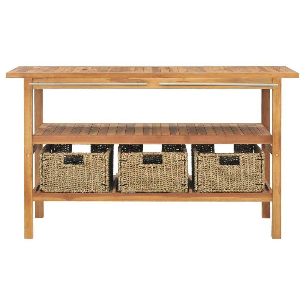 vidaXL Waschtisch mit 3 Körben Massivholz Teak 132x45x75cm