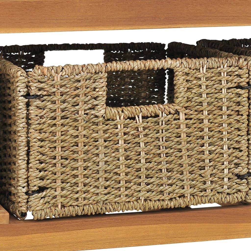 vidaXL Waschtisch mit Marmorwaschbecken Schwarz Massivholz Teak