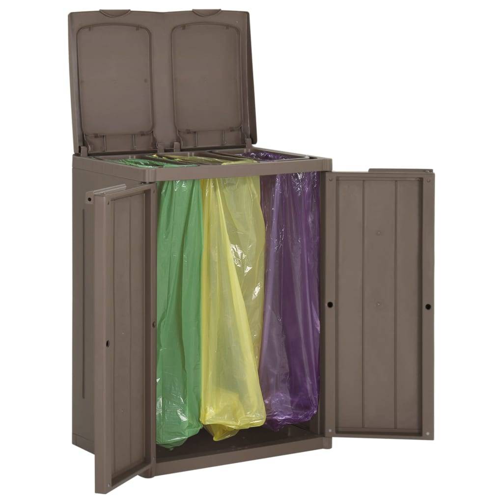 vidaXL Mülleimer mit 2 Klappen Braun 65x45x88 cm PP