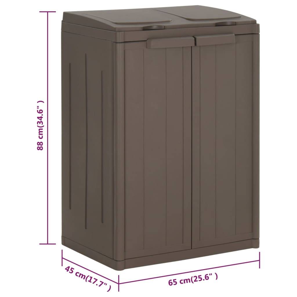 vidaXL Mülleimer mit 2 Klappen Braun 65x45x88 cm PP