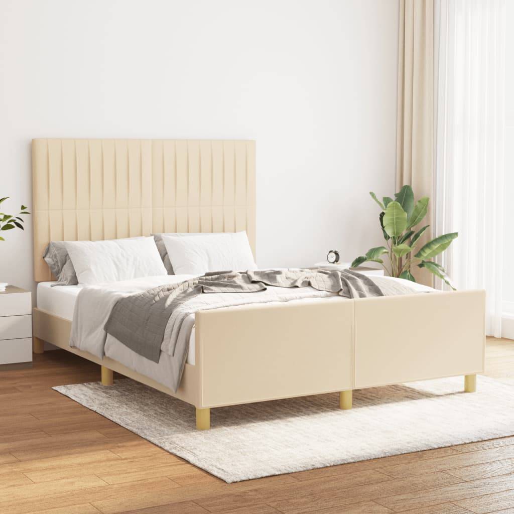 vidaXL Bettgestell ohne Matratze Creme 140x190 cm Stoff