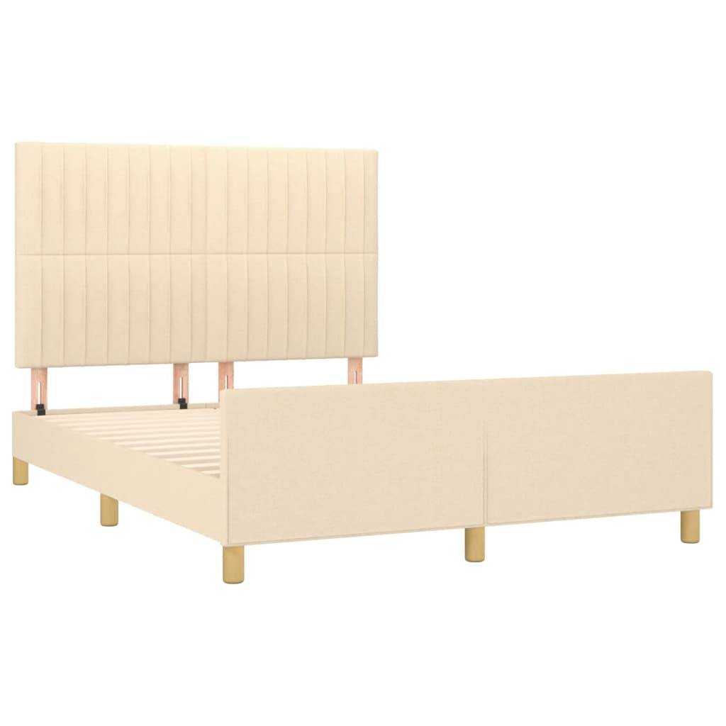 vidaXL Bettgestell ohne Matratze Creme 140x190 cm Stoff