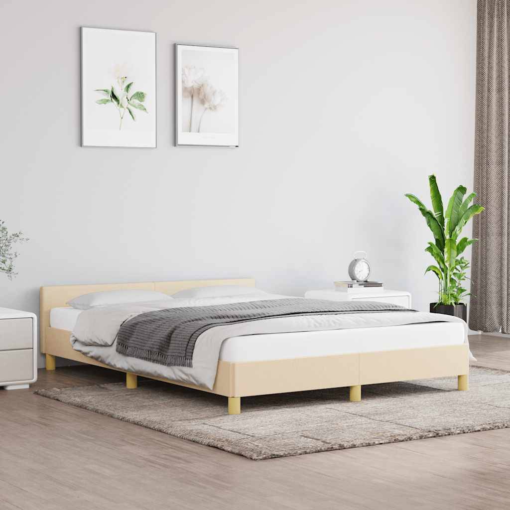 vidaXL Bettgestell ohne Matratze Creme 140x200 cm Stoff