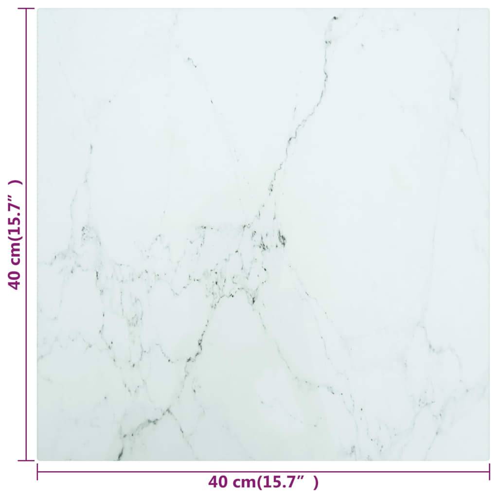 vidaXL Tischplatte Weiß 40x40 cm 6 mm Hartglas in Marmoroptik