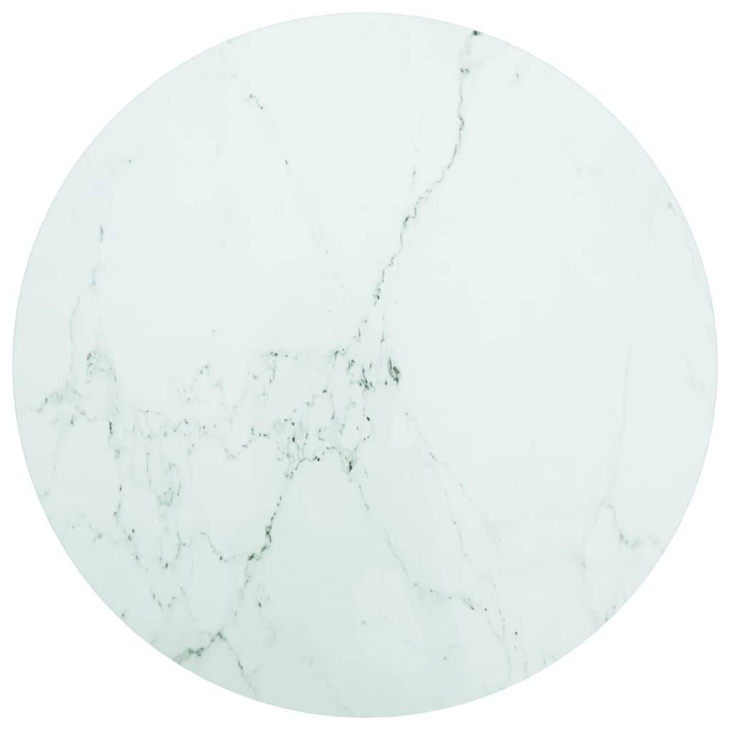 vidaXL Tischplatte Weiß Ø60x0,8 cm Hartglas in Marmoroptik