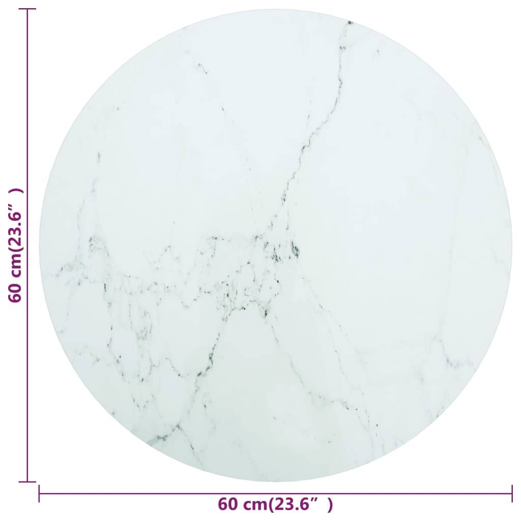 vidaXL Tischplatte Weiß Ø60x0,8 cm Hartglas in Marmoroptik