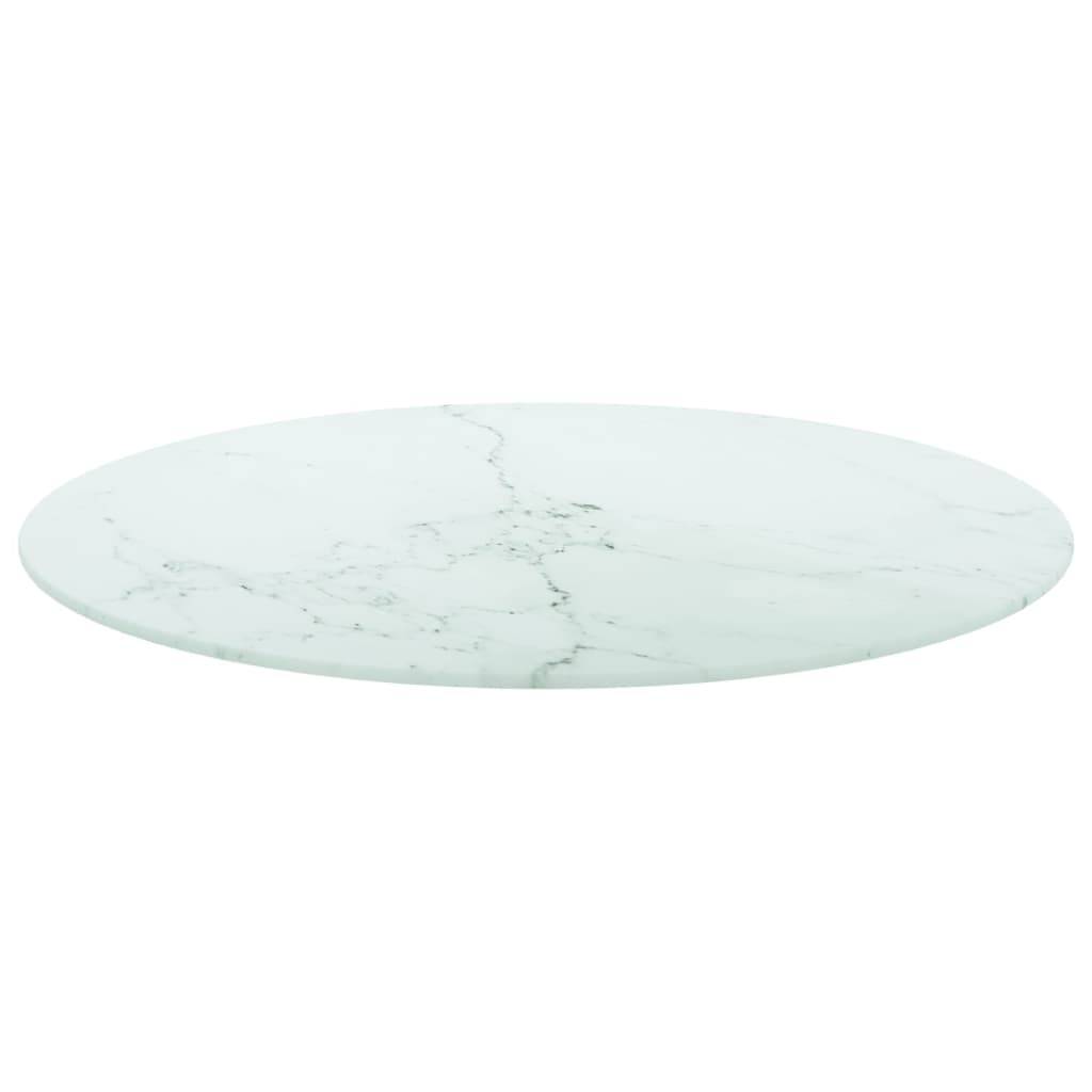 vidaXL Tischplatte Weiß Ø60x0,8 cm Hartglas in Marmoroptik