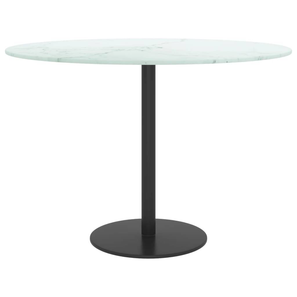 vidaXL Tischplatte Weiß Ø60x0,8 cm Hartglas in Marmoroptik