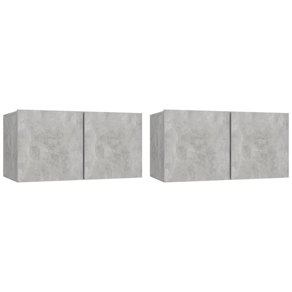 vidaXL TV-Hängeschränke 2 Stk. Betongrau 60x30x30 cm
