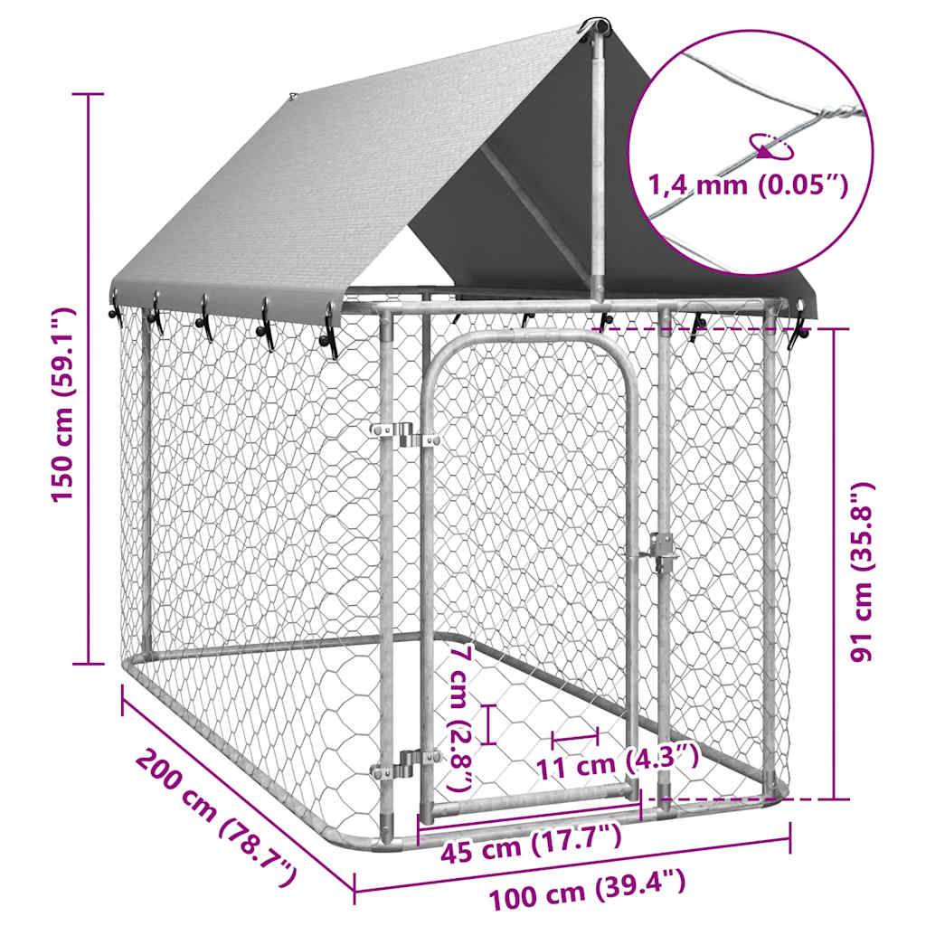 vidaXL Outdoor-Hundezwinger mit Dach 200x100x150 cm