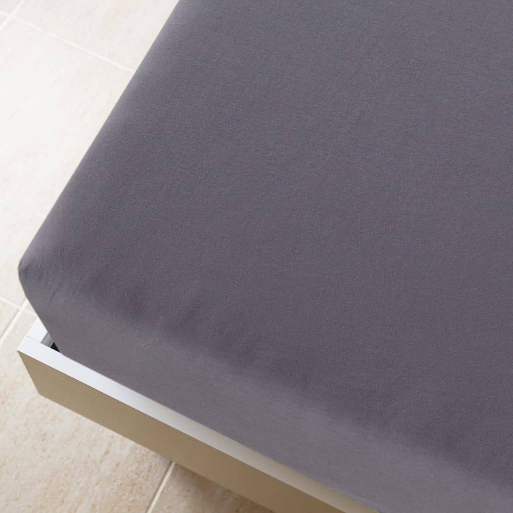 vidaXL Spannbettlaken 2 Stk. Jersey Anthrazit 180x200 cm Baumwolle