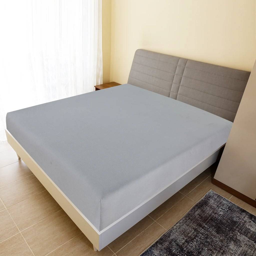 vidaXL Spannbettlaken Jersey Grau 90x200 cm Baumwolle