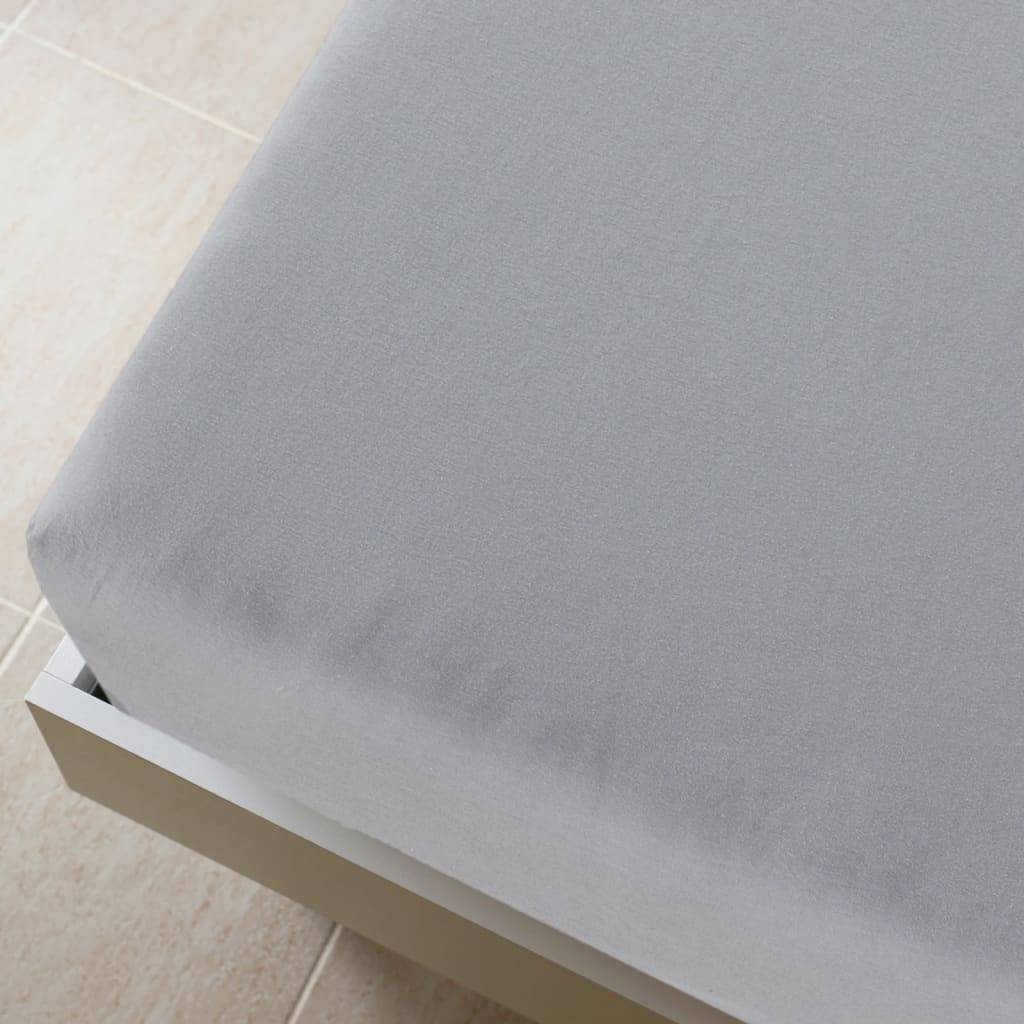 vidaXL Spannbettlaken Jersey Grau 90x200 cm Baumwolle