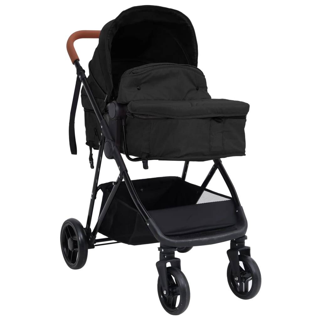 vidaXL 2-in-1 Kinderwagen Anthrazit und Schwarz Stahl