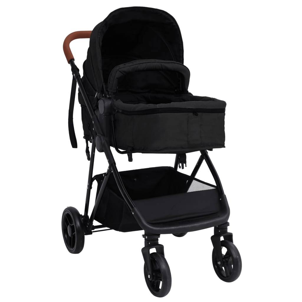 vidaXL 2-in-1 Kinderwagen Anthrazit und Schwarz Stahl