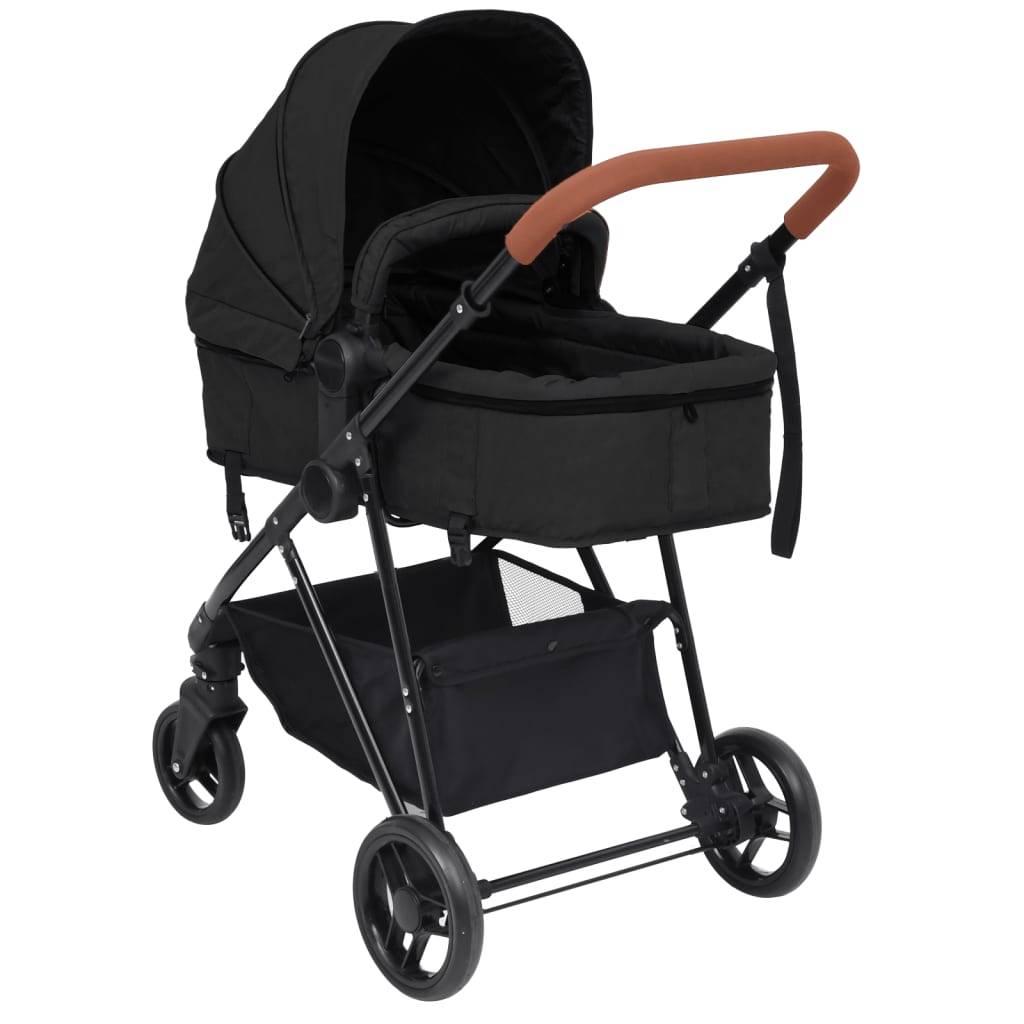 vidaXL 2-in-1 Kinderwagen Anthrazit und Schwarz Stahl