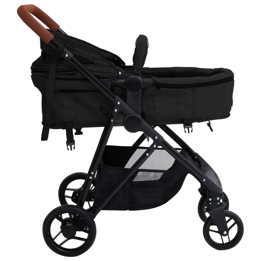vidaXL 2-in-1 Kinderwagen Anthrazit und Schwarz Stahl
