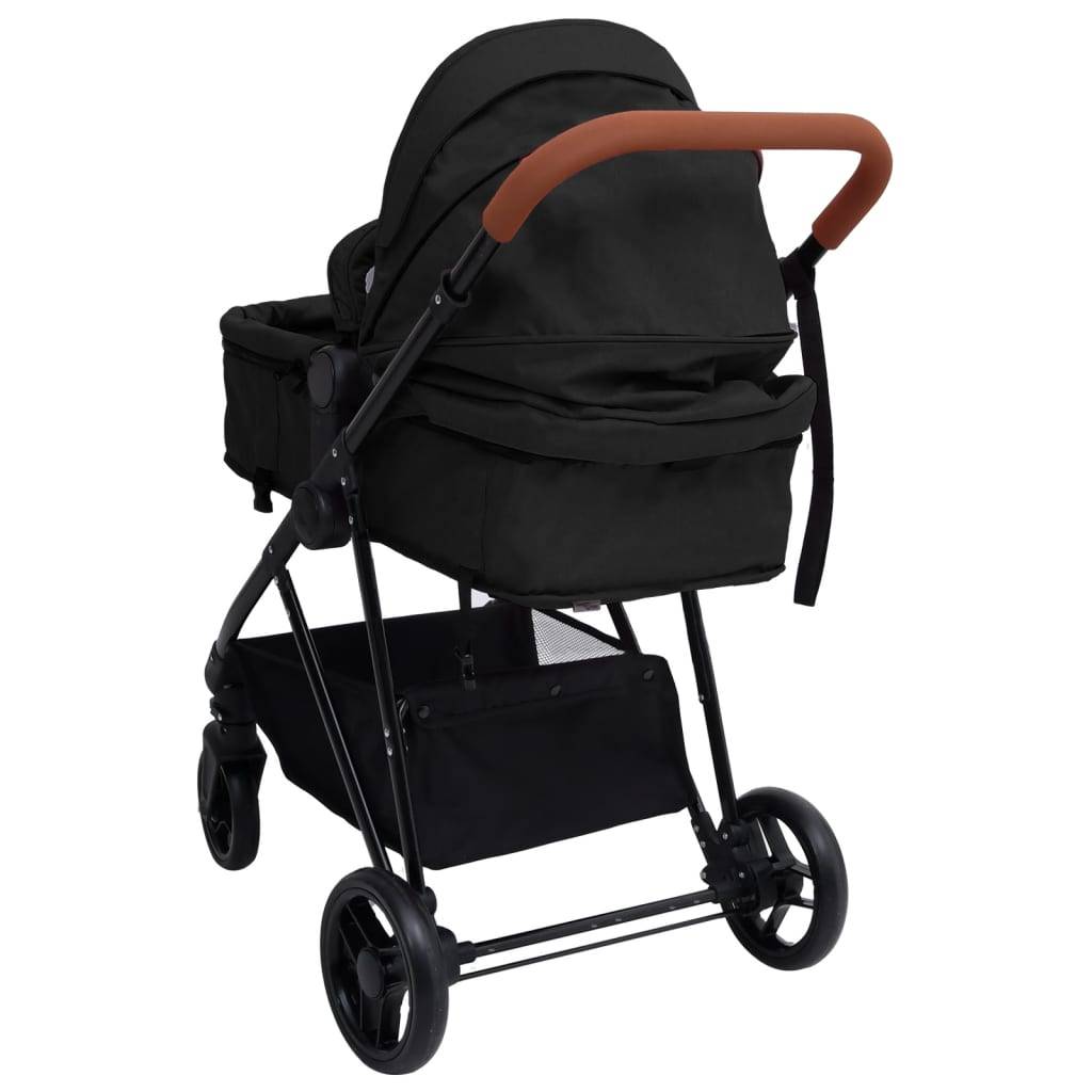 vidaXL 2-in-1 Kinderwagen Anthrazit und Schwarz Stahl