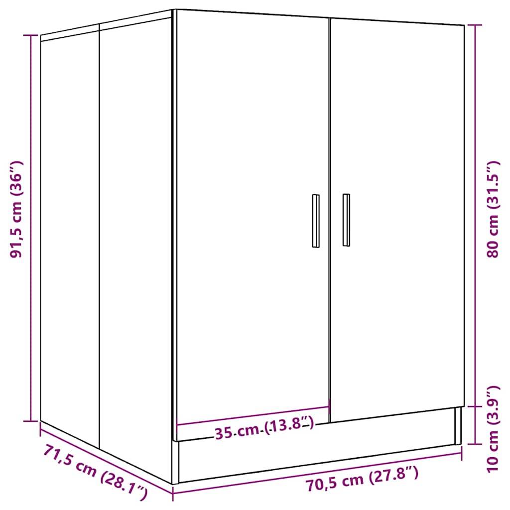 vidaXL Waschmaschinenschrank Grau Sonoma 71x71,5x91,5 cm