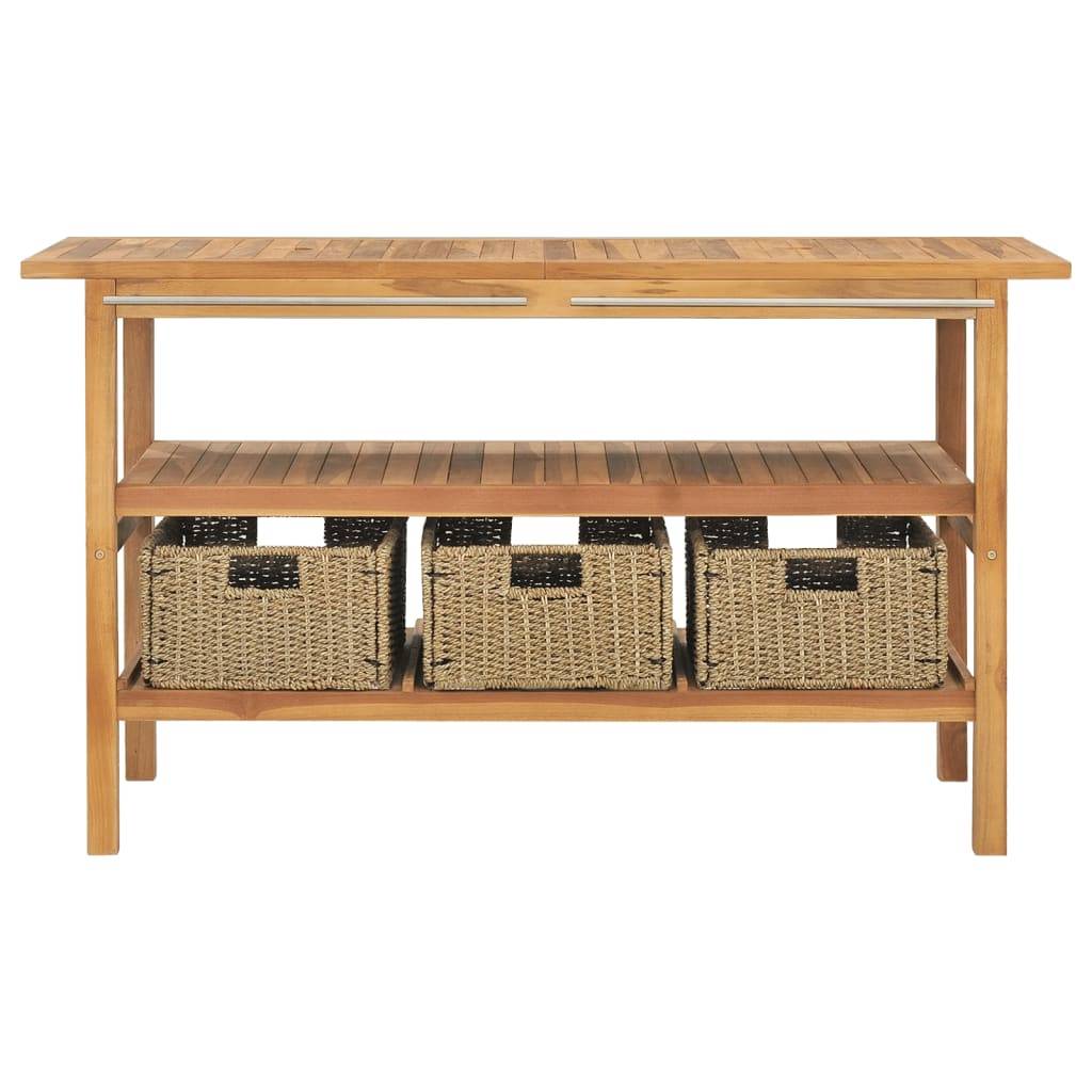 vidaXL Waschtisch mit Marmorwaschbecken Schwarz Massivholz Teak