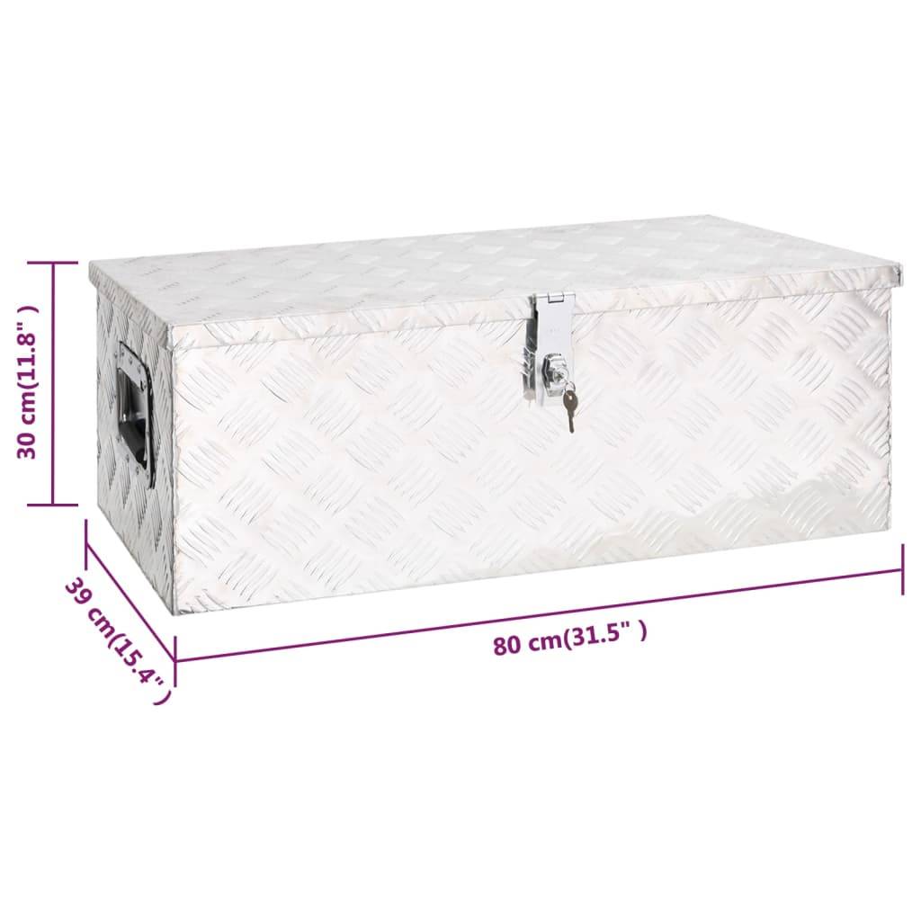 vidaXL Aufbewahrungsbox Silbern 80x39x30 cm Aluminium