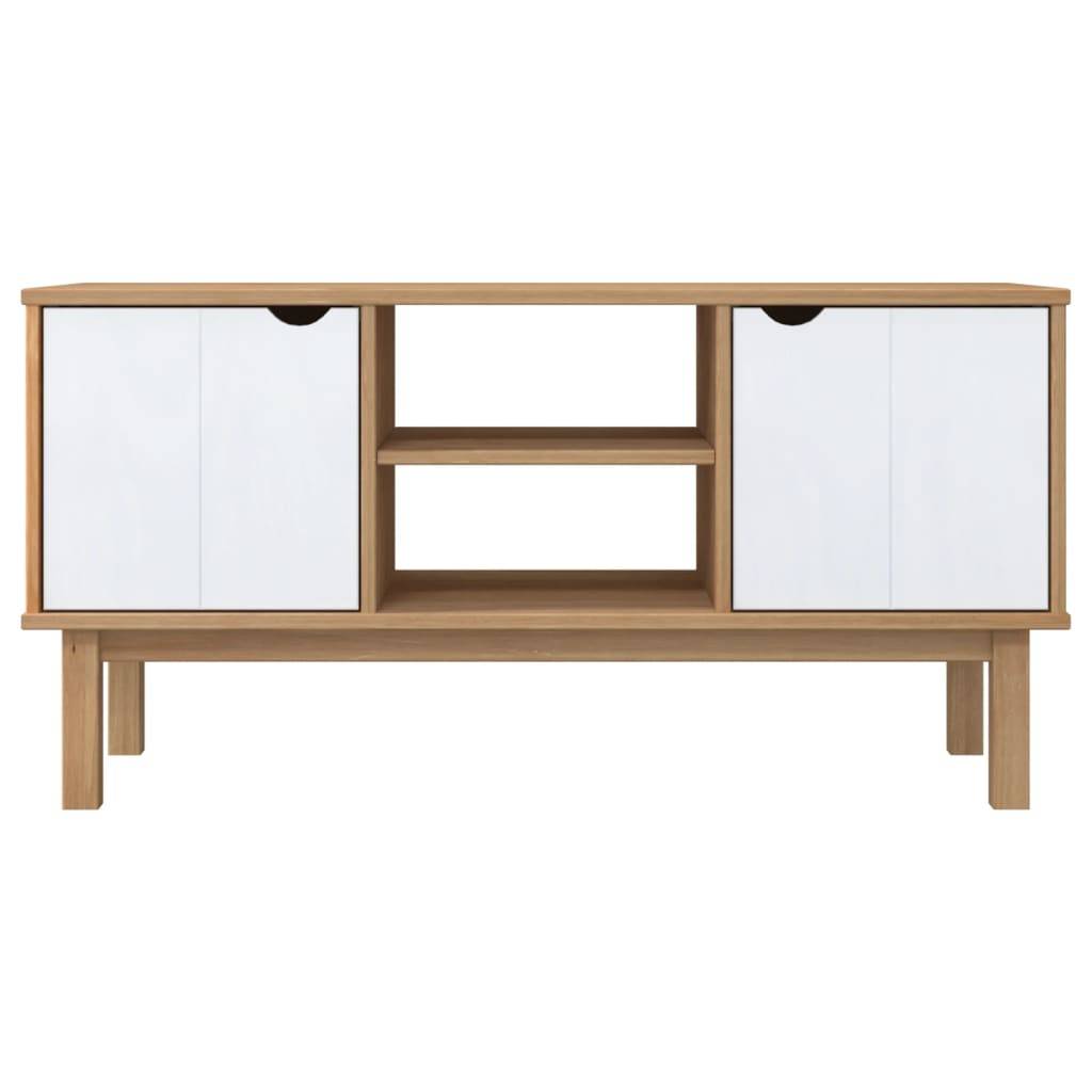 vidaXL TV-Schrank OTTA Braun&Weiß 113,5x43x57 cm Massivholz Kiefer