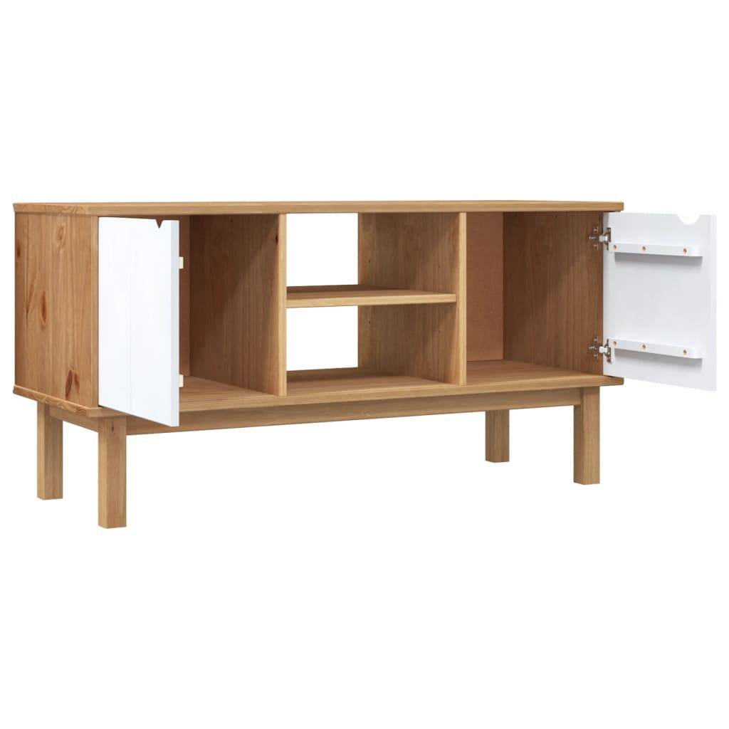 vidaXL TV-Schrank OTTA Braun&Weiß 113,5x43x57 cm Massivholz Kiefer