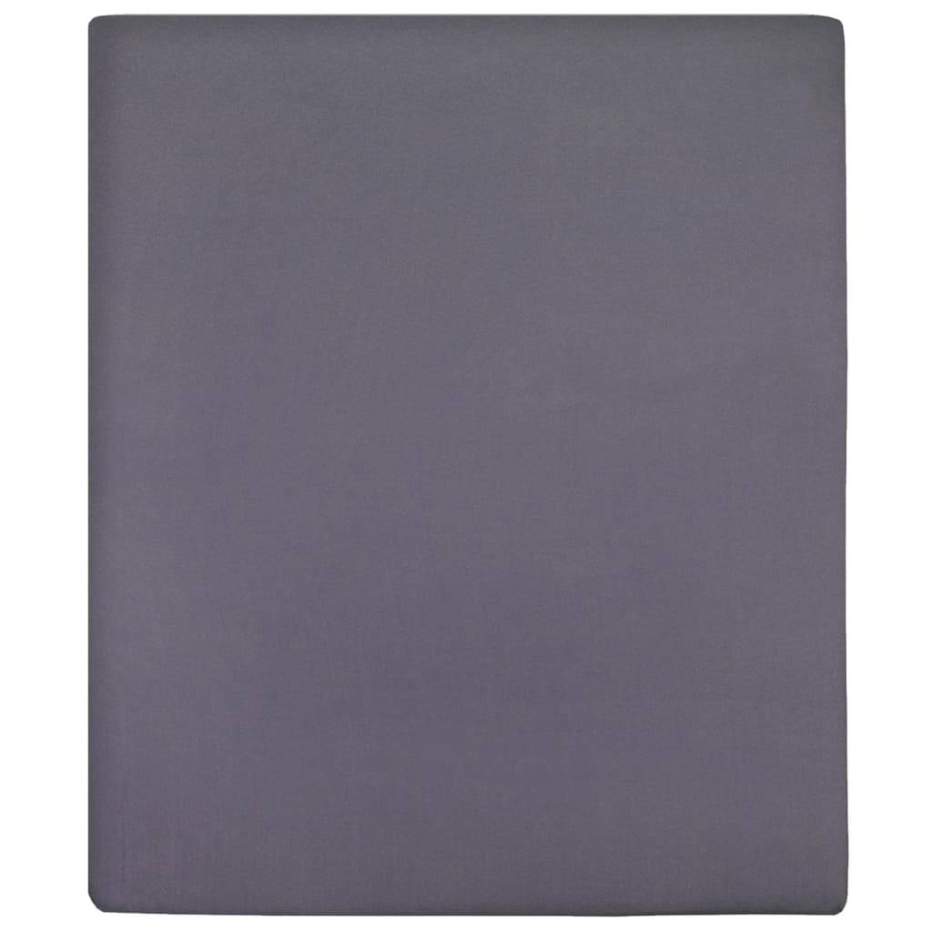 vidaXL Spannbettlaken 2 Stk. Jersey Anthrazit 180x200 cm Baumwolle