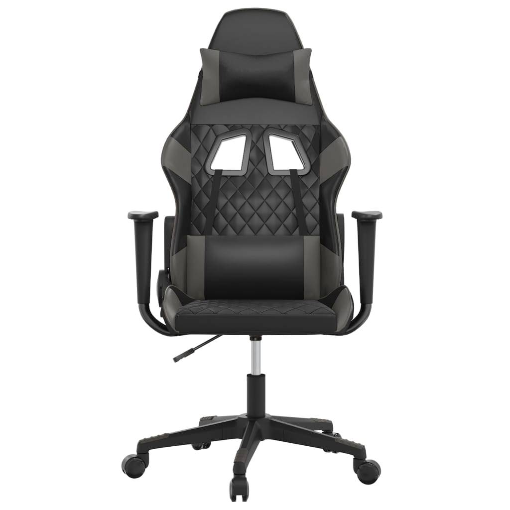 vidaXL Gaming-Stuhl mit Massagefunktion Schwarz und Grau Kunstleder
