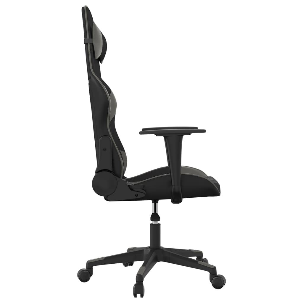 vidaXL Gaming-Stuhl mit Massagefunktion Schwarz und Grau Kunstleder