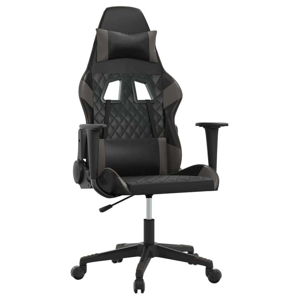 vidaXL Gaming-Stuhl mit Massagefunktion Schwarz und Grau Kunstleder